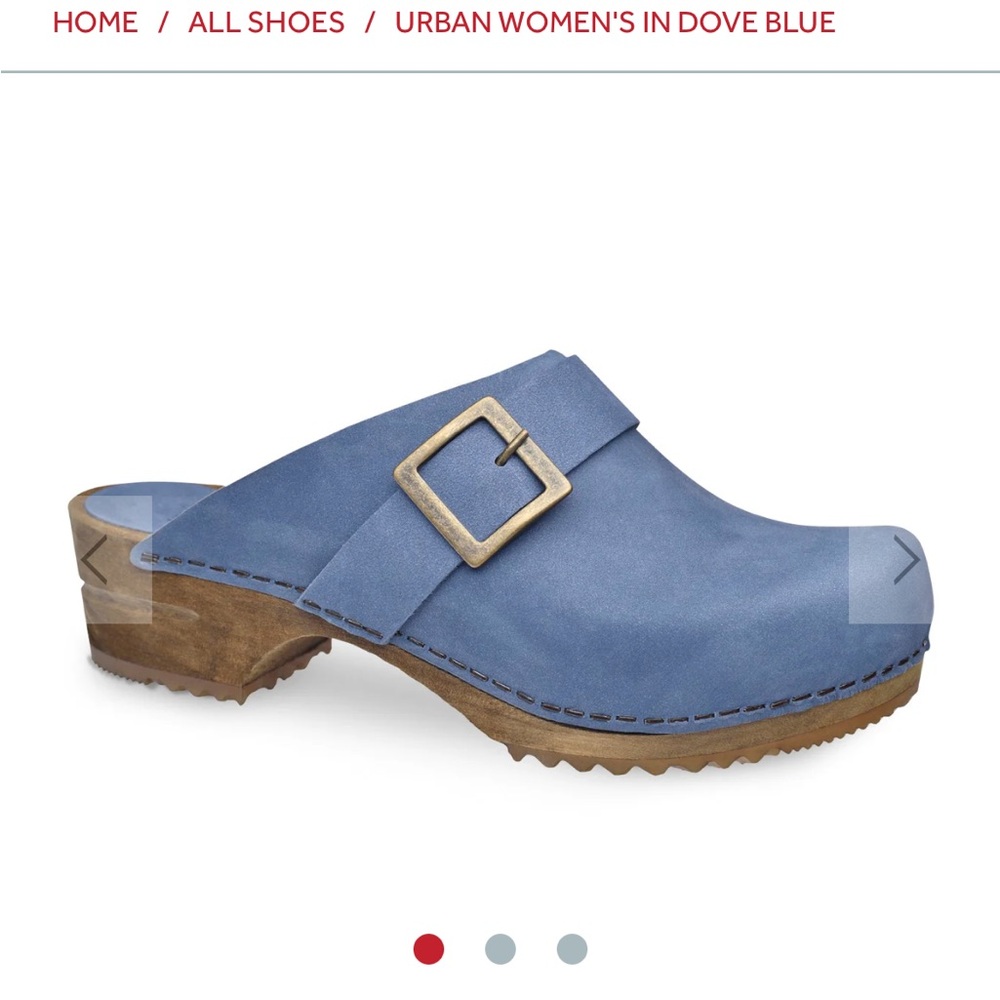 Sanita Dove Blue Leather Clog Mule with Buckle